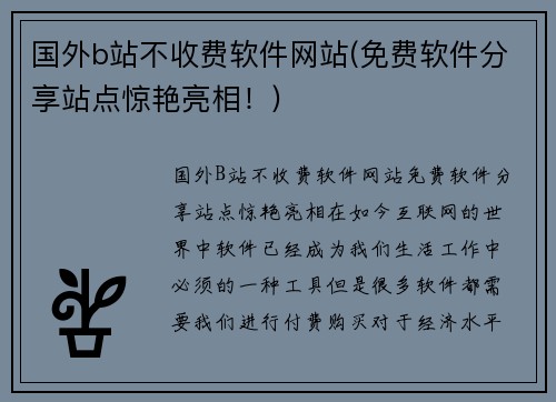 国外b站不收费软件网站(免费软件分享站点惊艳亮相！)